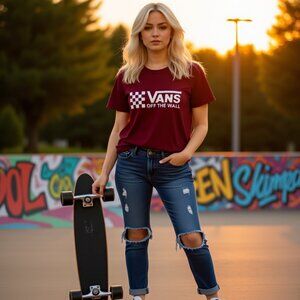 VANS “Off the Wall” Maroon Graphic Tee